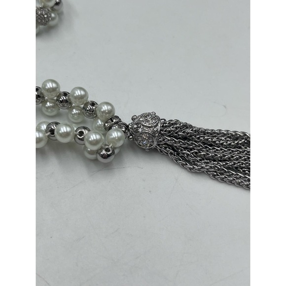 WHITE HOUSE BLACK
MARKET Pearl Tassel Pave Crystal Accents Necklace - Picture 13 of 15